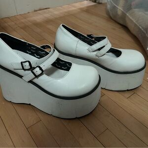 Women's White Platform Mary Jane Shoes